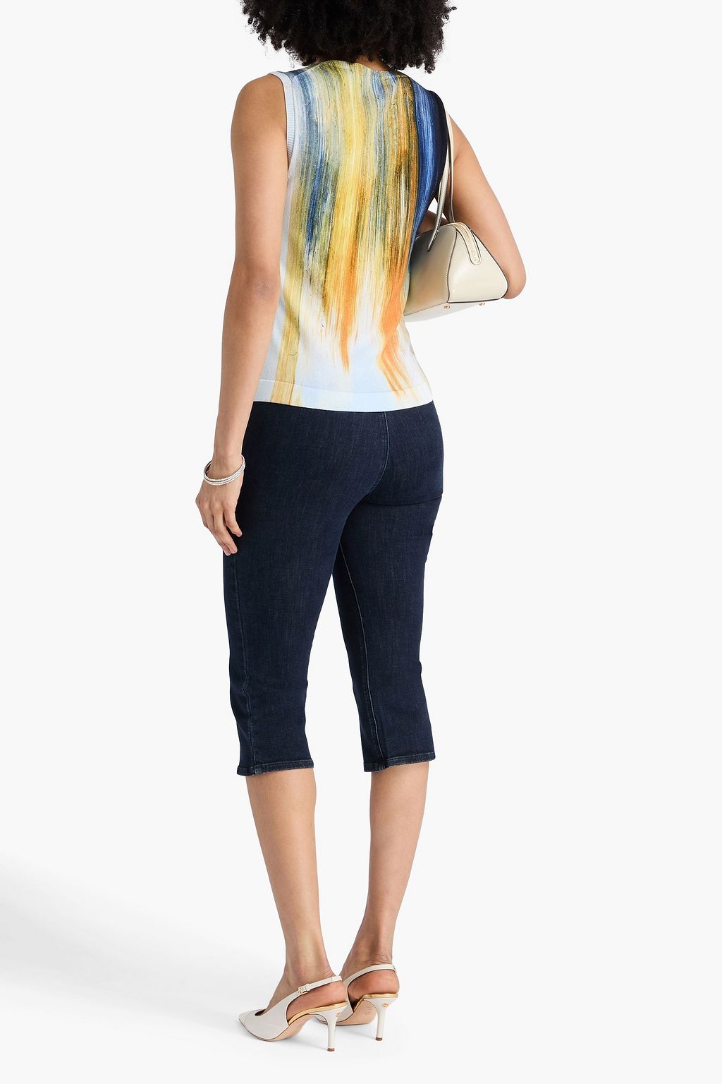 OSCAR DE LA RENTA Printed cotton-blend tank