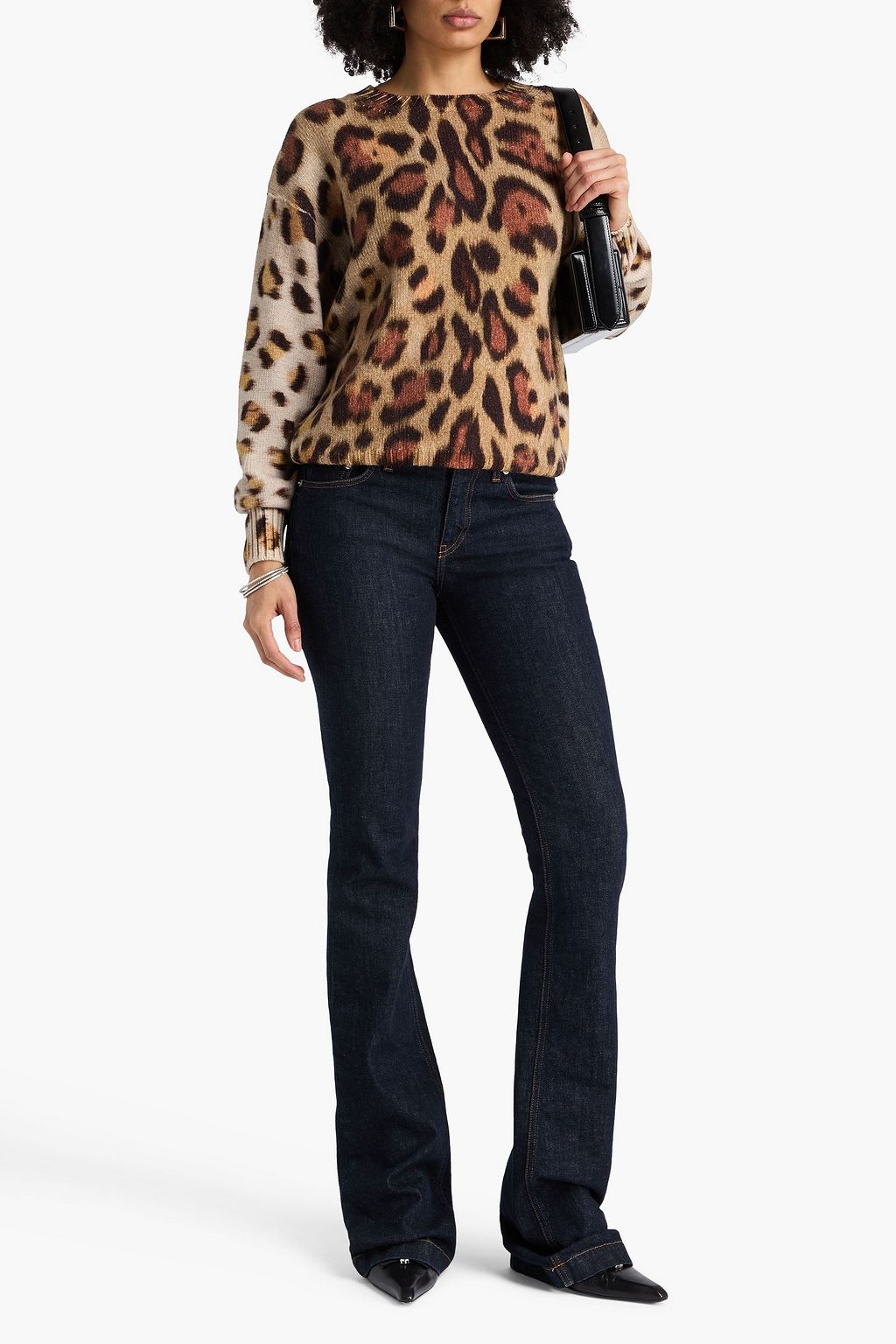OSCAR DE LA RENTA Leopard-print wool sweater