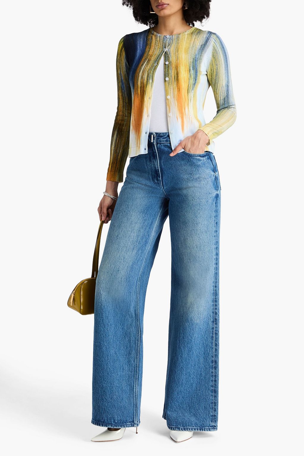 OSCAR DE LA RENTA Printed cotton-blend cardigan