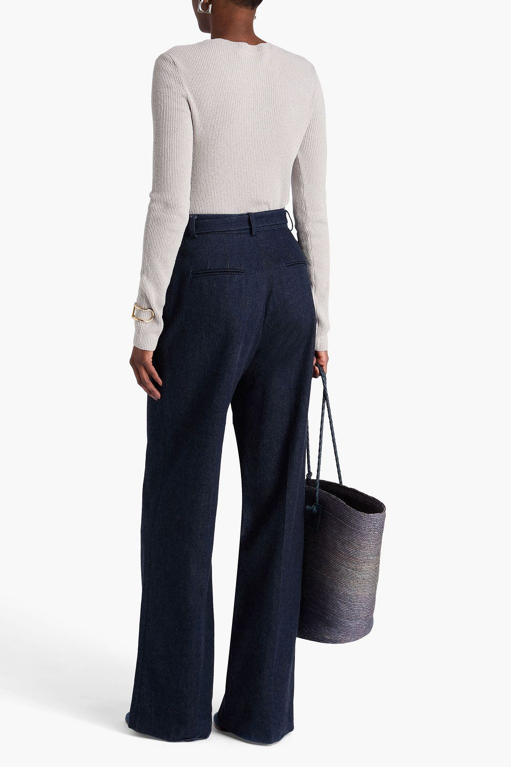 VALENTINO GARAVANI كنزة رياضية من الحرير محاكة بنمط بوكليه بتصميم مضلّع