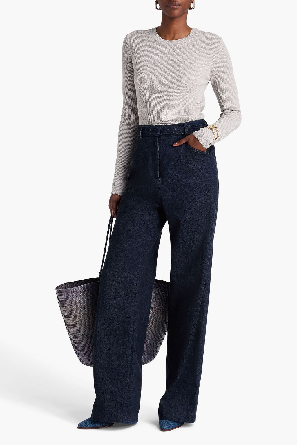 VALENTINO GARAVANI كنزة رياضية من الحرير محاكة بنمط بوكليه بتصميم مضلّع