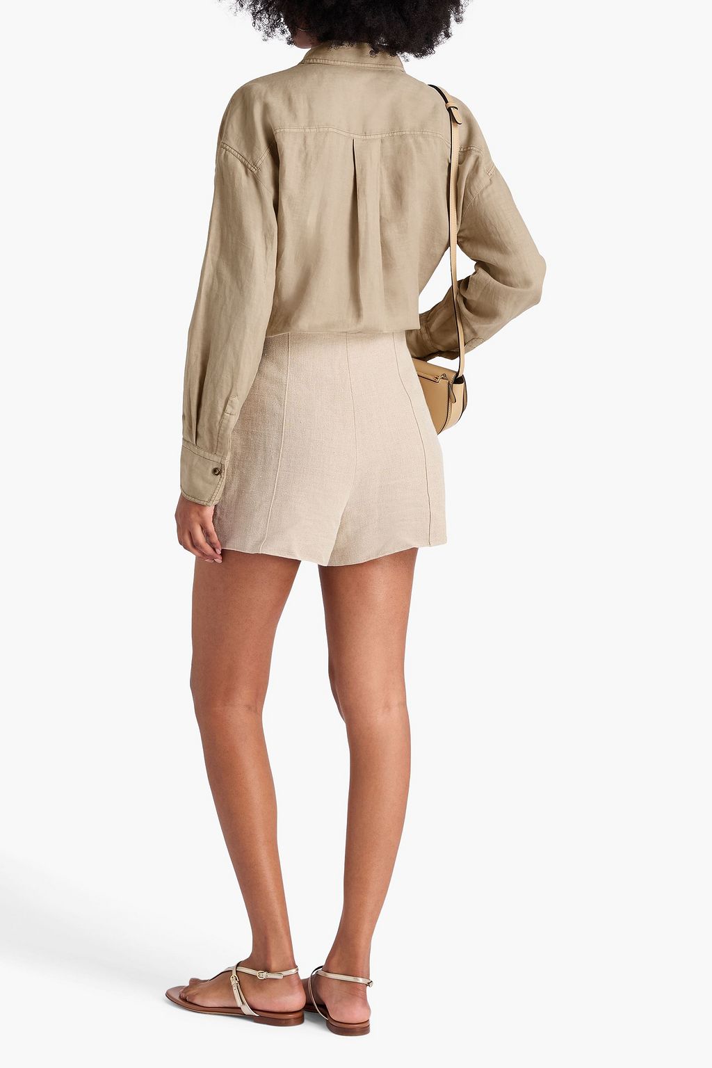 BRUNELLO CUCINELLI 비즈 장식 리넨 코튼 혼방 셔츠