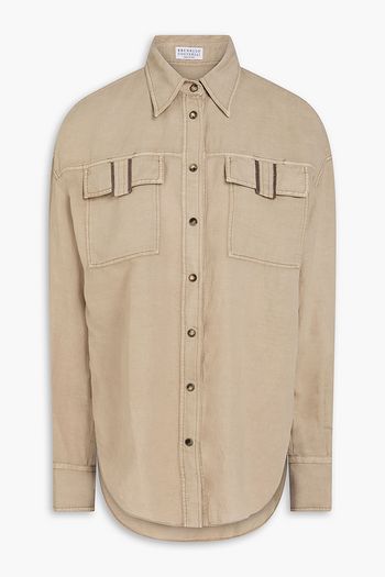 BRUNELLO CUCINELLI 비즈 장식 리넨 코튼 혼방 셔츠
