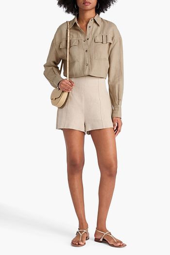 BRUNELLO CUCINELLI 비즈 장식 리넨 코튼 혼방 셔츠