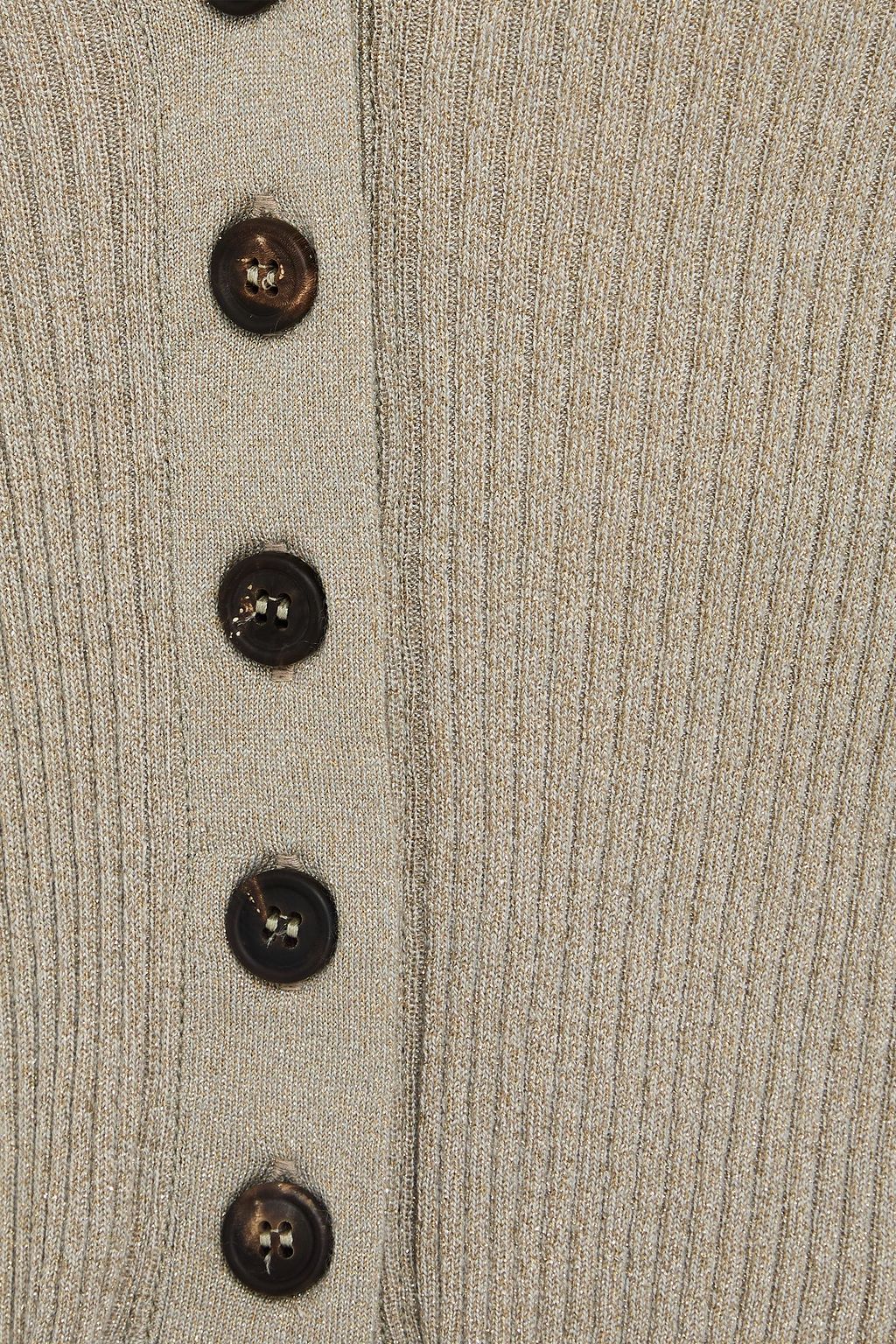 BRUNELLO CUCINELLI Ribbed metallic cashmere-blend cardigan