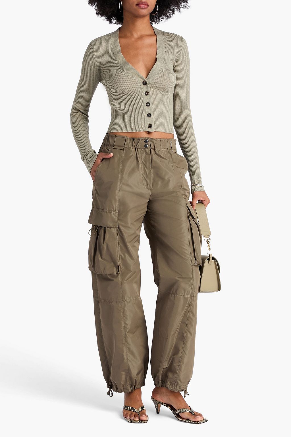 BRUNELLO CUCINELLI Ribbed metallic cashmere-blend cardigan