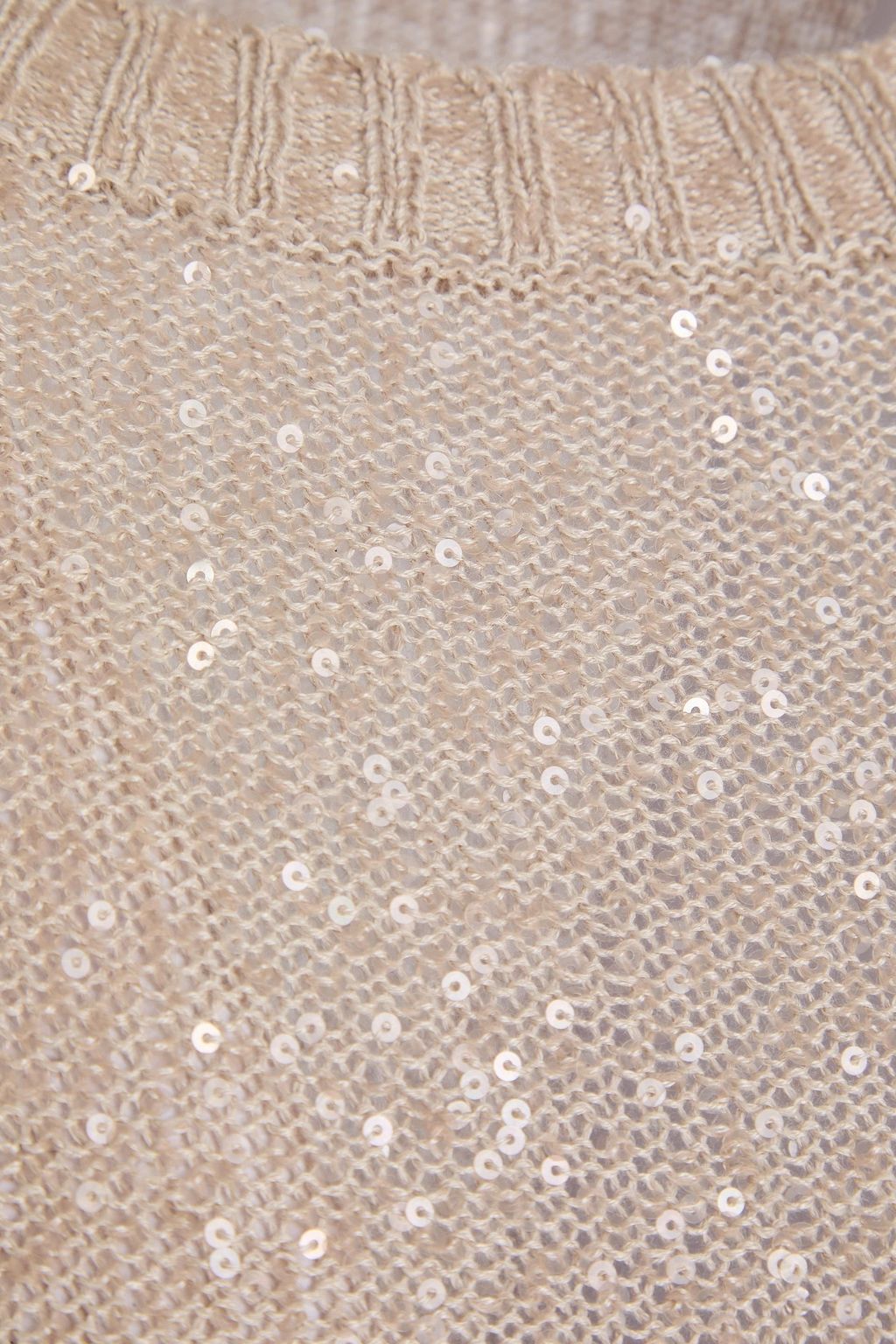 BRUNELLO CUCINELLI Sequin-embellished linen, cashmere and silk-blend sweater