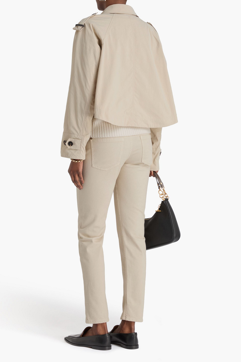  Brunello Cucinelli - Cropped Jacke Aus Canvas Mit Zierperlen - Neutral - It 44 