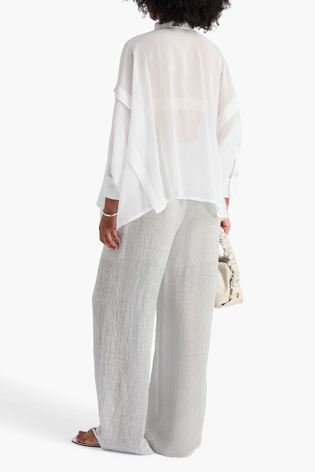 BRUNELLO CUCINELLI Hemd aus Baumwoll-Organza mit Zierperlen