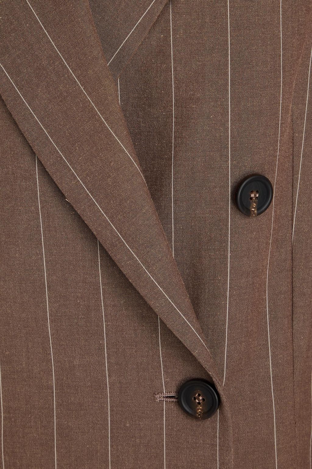BRUNELLO CUCINELLI Doppelreihiger Blazer aus einer Baumwollmischung mit Nadelstreifen und Zierperlen