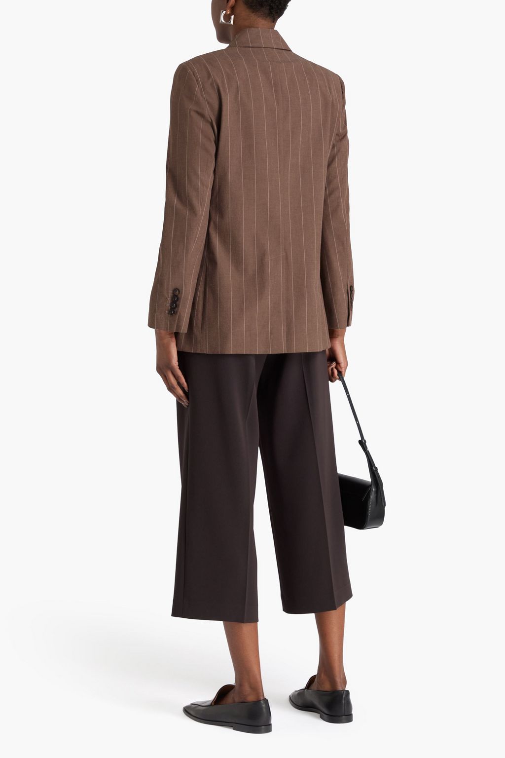 BRUNELLO CUCINELLI Doppelreihiger Blazer aus einer Baumwollmischung mit Nadelstreifen und Zierperlen