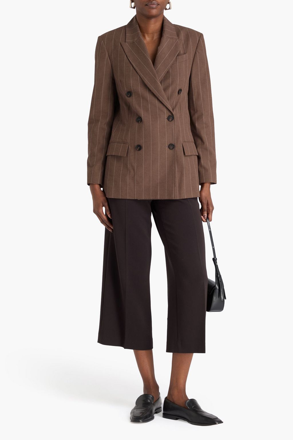 BRUNELLO CUCINELLI Doppelreihiger Blazer aus einer Baumwollmischung mit Nadelstreifen und Zierperlen
