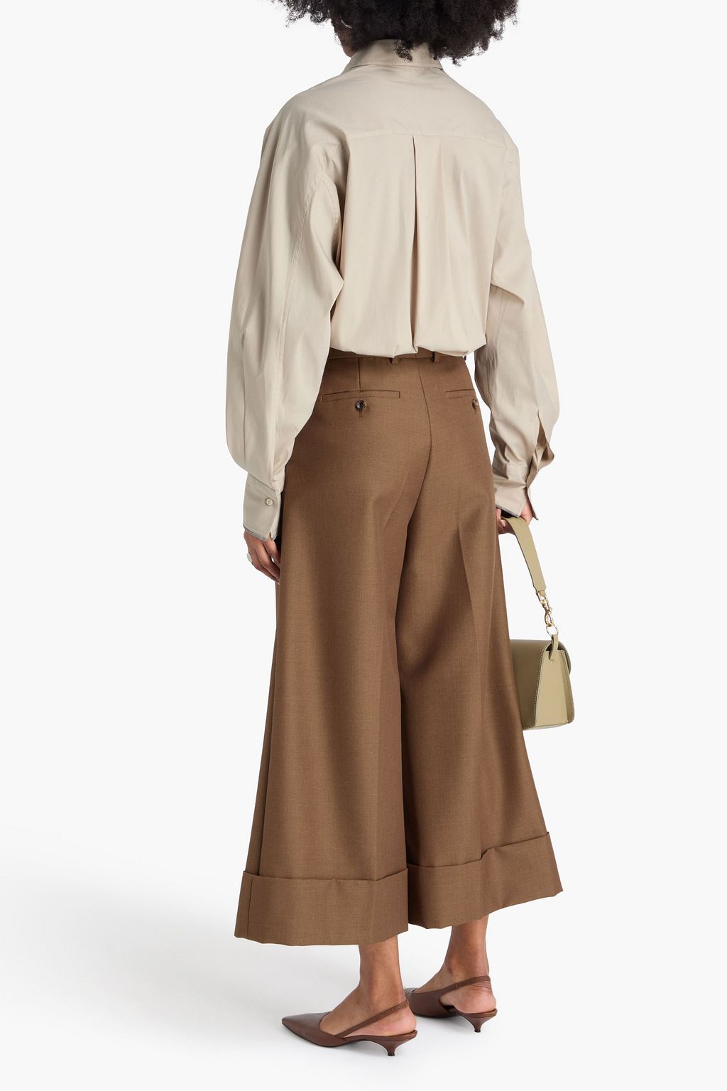 BRUNELLO CUCINELLI Bead-embellished cotton-blend poplin shirt