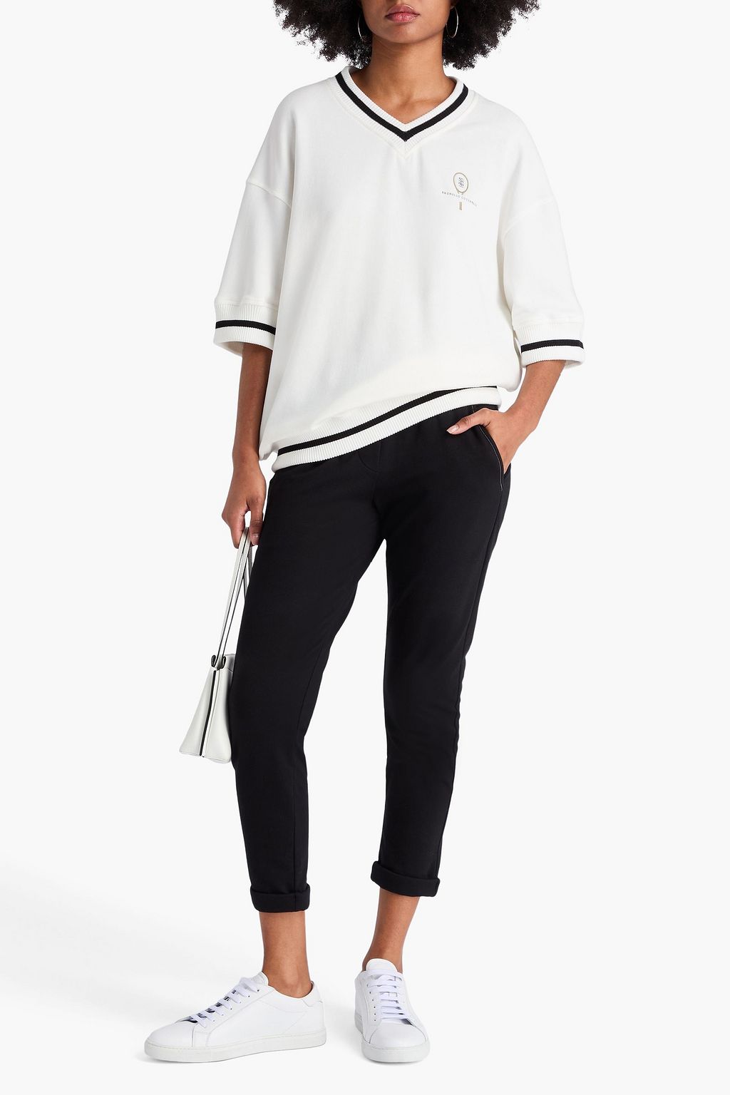 BRUNELLO CUCINELLI Sweatshirt aus Baumwollfrottee mit Zierperlen