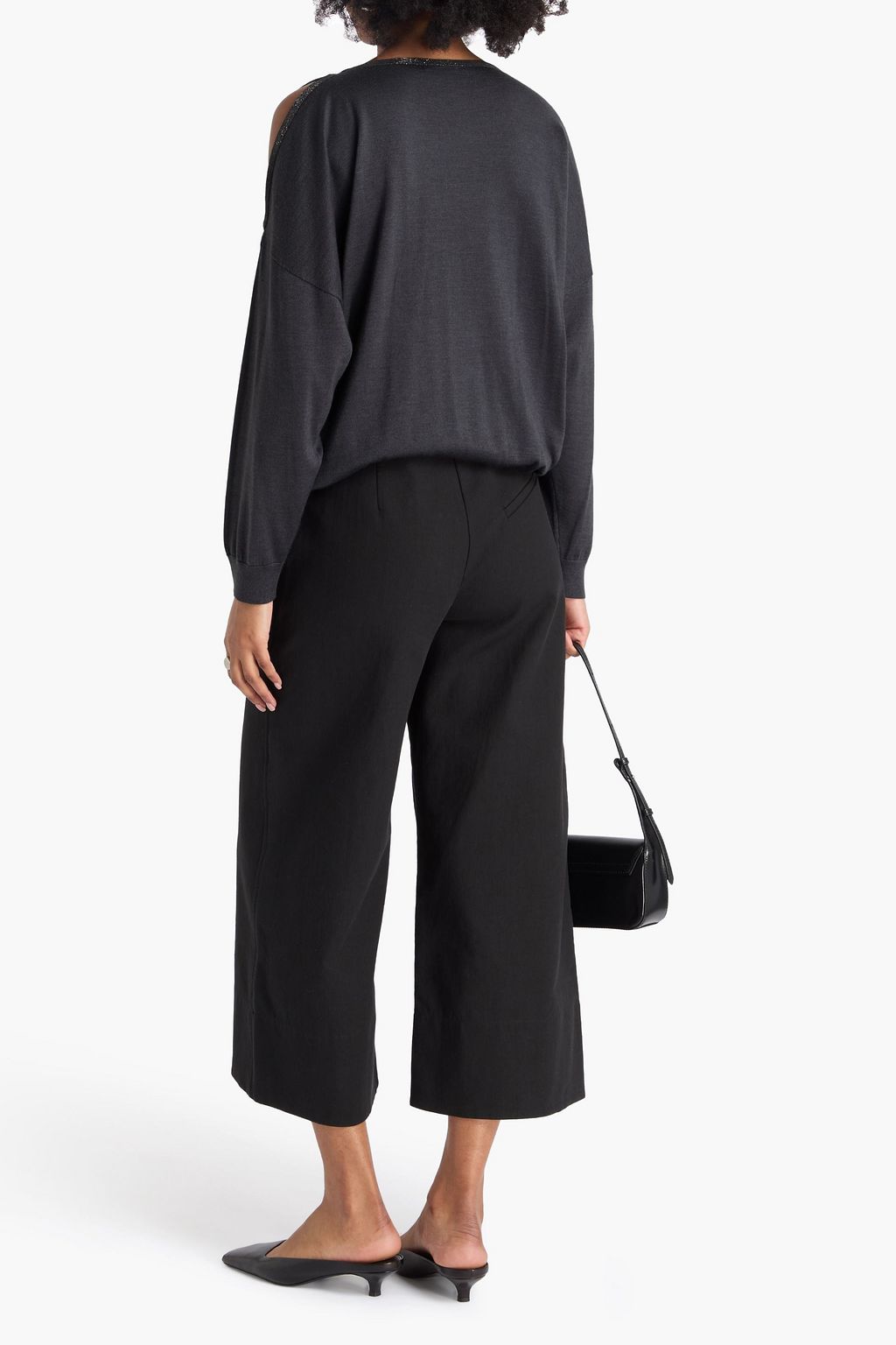 BRUNELLO CUCINELLI Pullover aus einer Kaschmir-Seidenmischung mit Cut-outs und Zierperlen