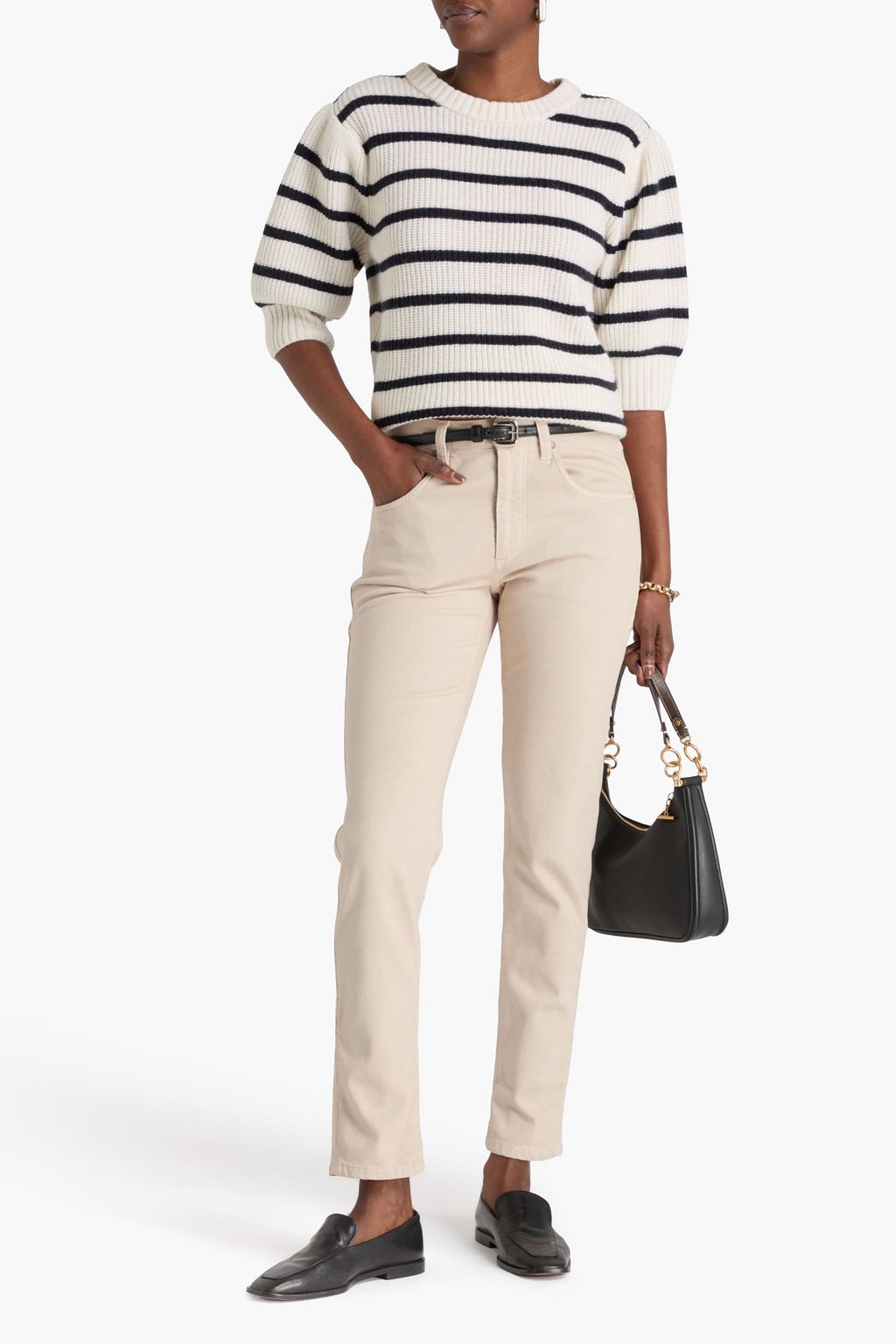BRUNELLO CUCINELLI Bead-embellished high-rise tapered jeans