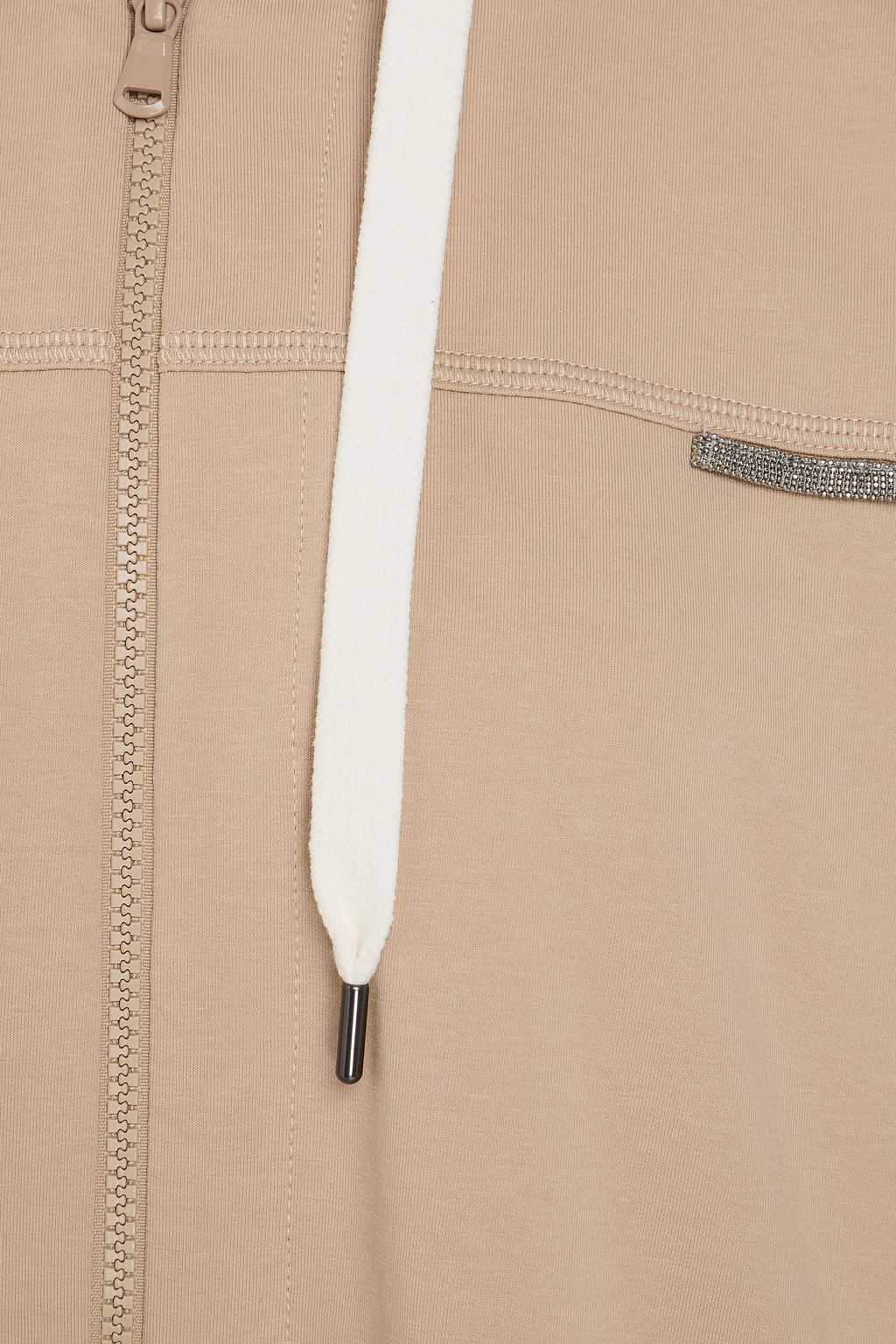 BRUNELLO CUCINELLI フレンチコットン混テリー ジップアップフーディ ビーズ付き