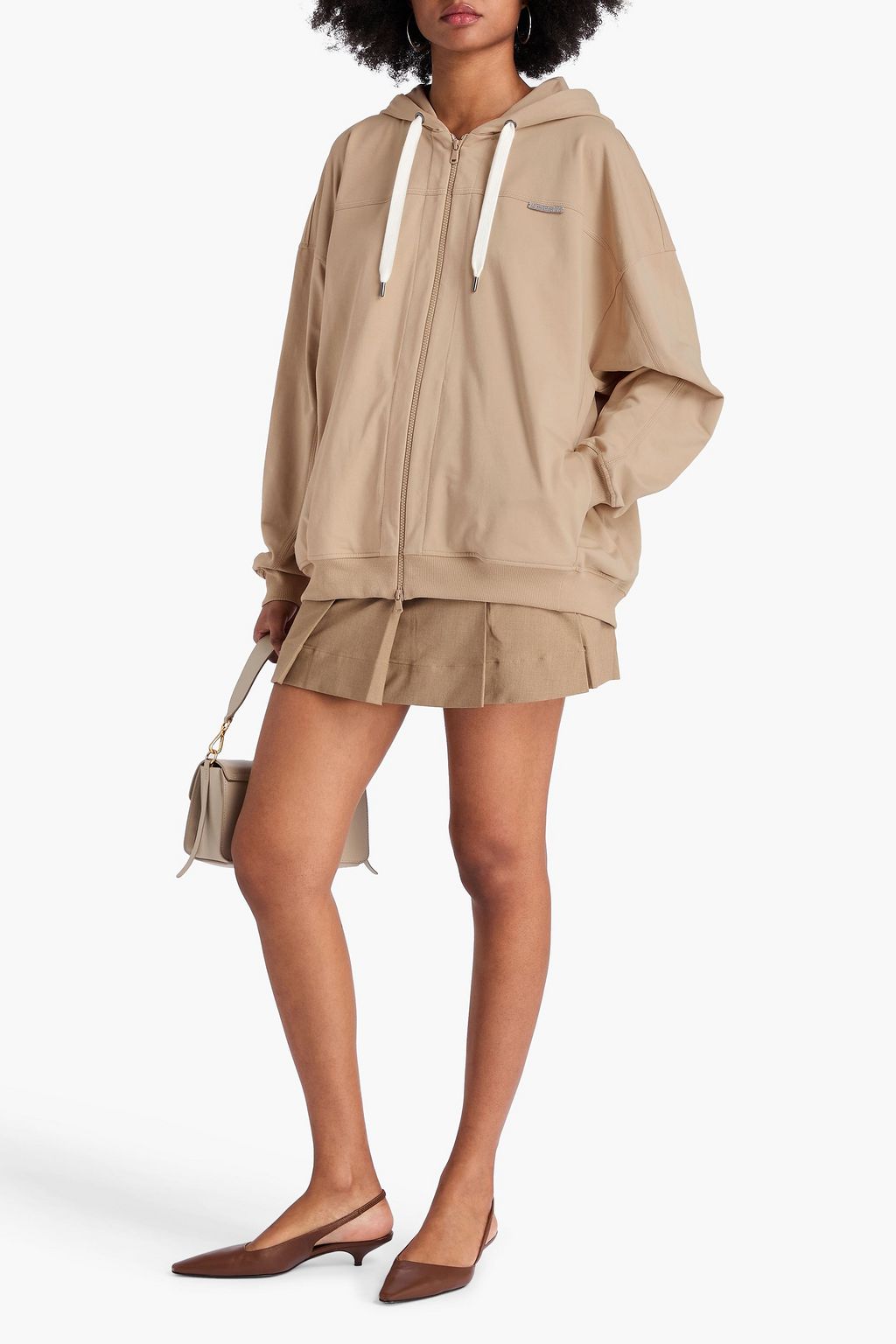 BRUNELLO CUCINELLI フレンチコットン混テリー ジップアップフーディ ビーズ付き