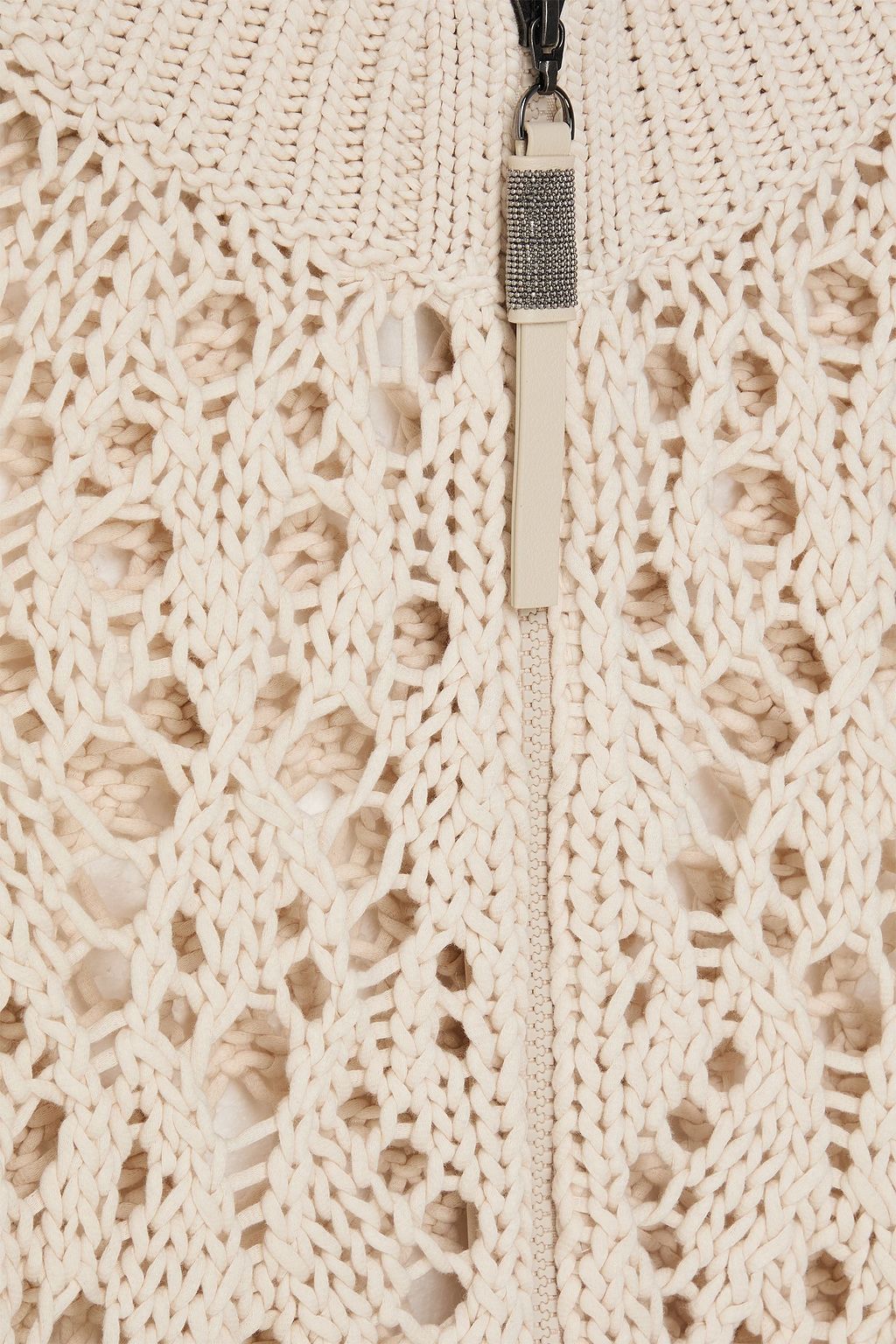 BRUNELLO CUCINELLI Open-knit cotton zip-up sweater