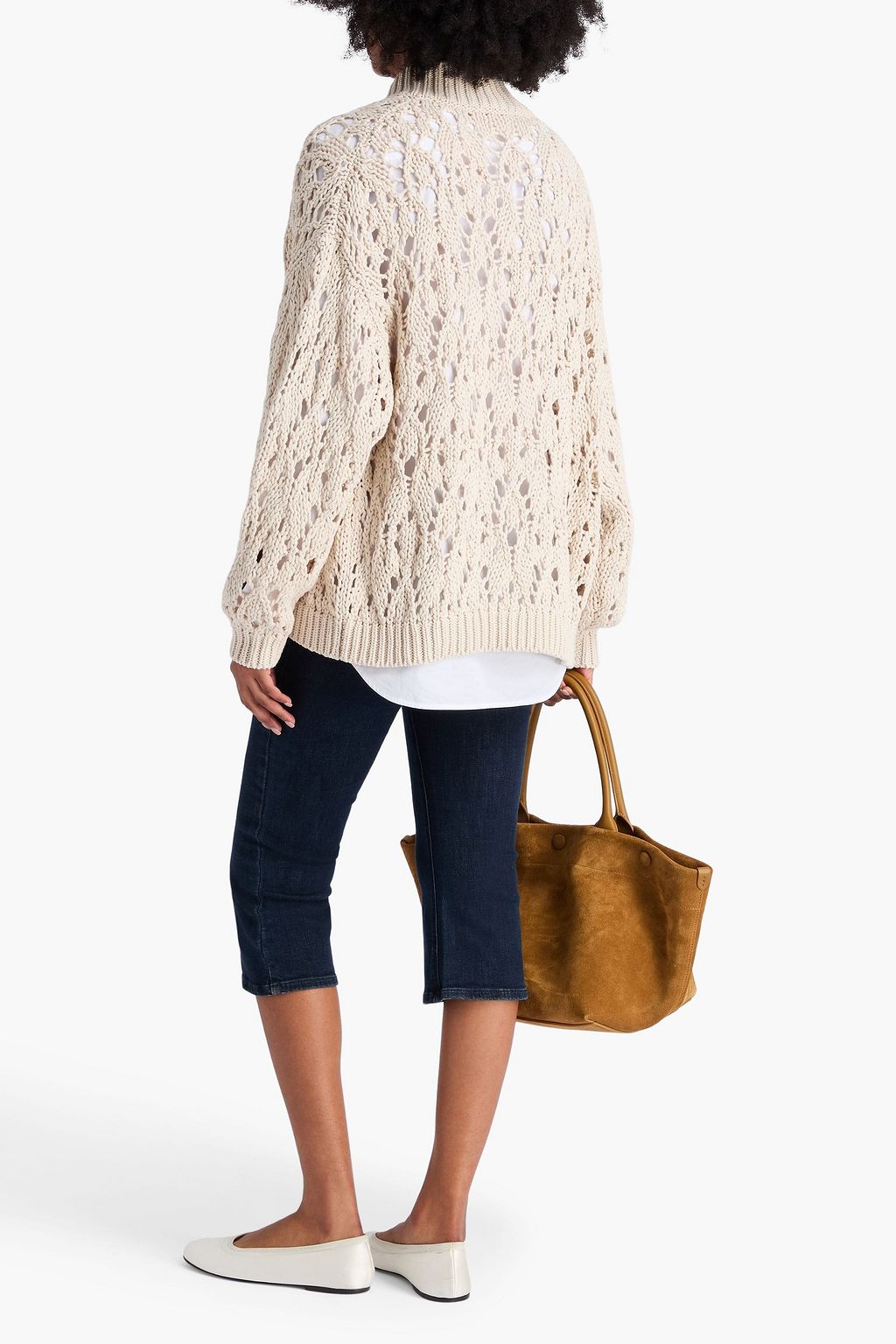 BRUNELLO CUCINELLI Open-knit cotton zip-up sweater