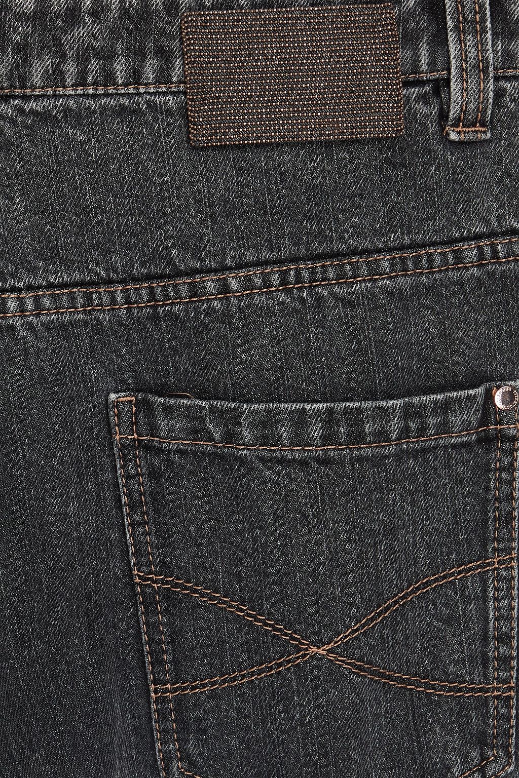 BRUNELLO CUCINELLI 비즈 장식 하이라이즈 테이퍼드 진