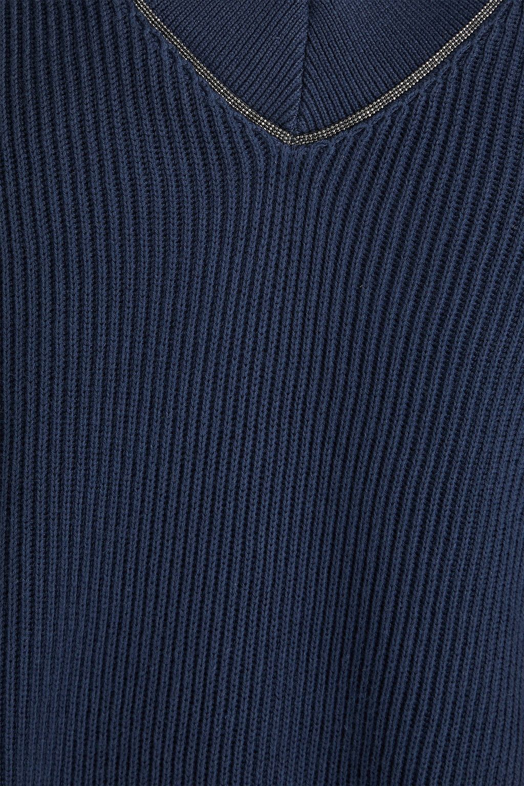 BRUNELLO CUCINELLI リブ編みコットン セーター ビーズ付き