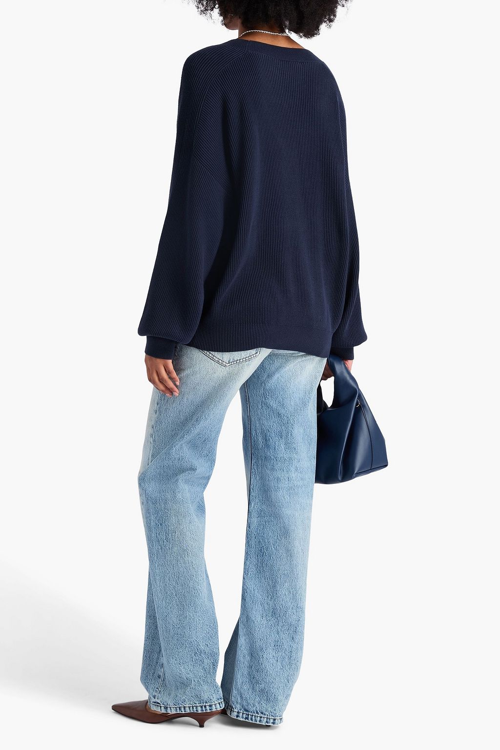 BRUNELLO CUCINELLI リブ編みコットン セーター ビーズ付き