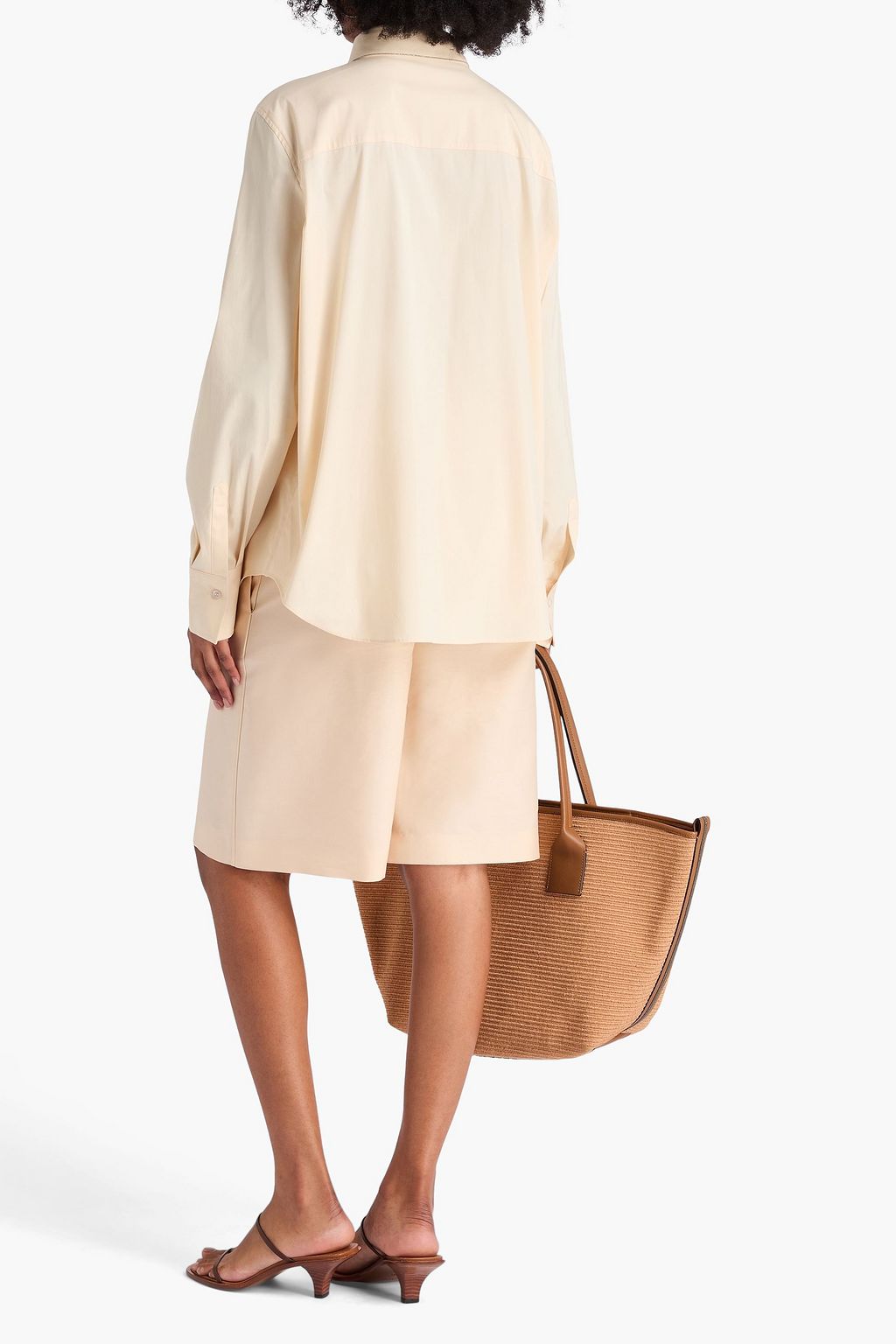 BRUNELLO CUCINELLI Bead-embellished cotton-blend poplin shirt