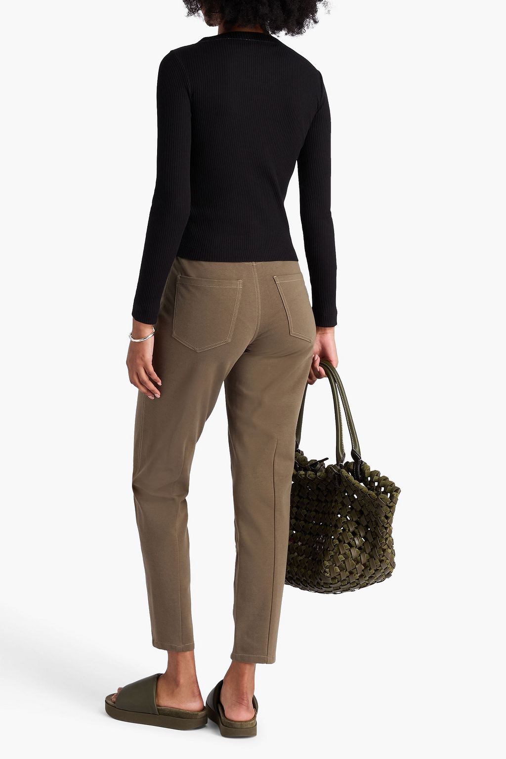 BRUNELLO CUCINELLI Bead-embellished ribbed cotton-jersey top