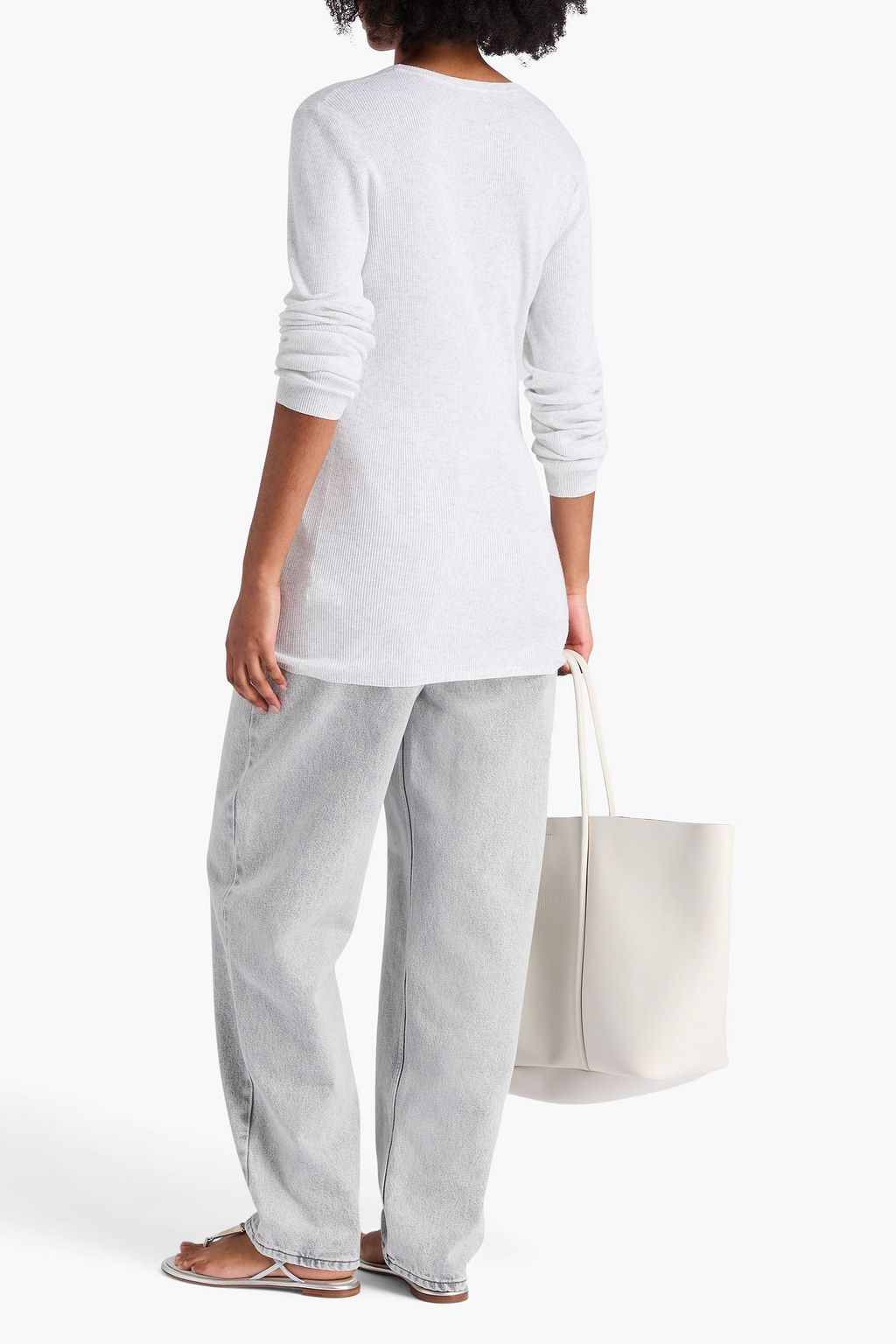BRUNELLO CUCINELLI Bead-embellished metallic ribbed-knit top
