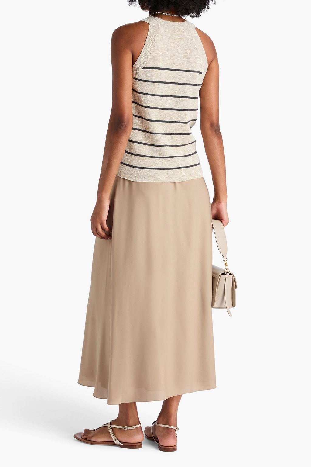 BRUNELLO CUCINELLI Metallic striped ribbed-knit top