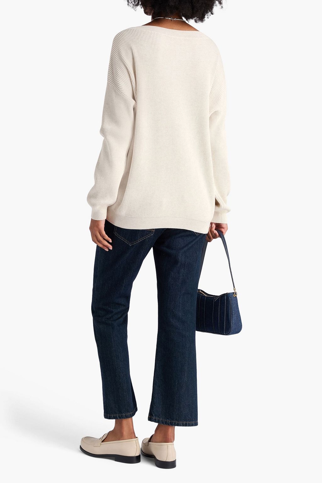 BRUNELLO CUCINELLI リブ編みコットン セーター ビーズ付き