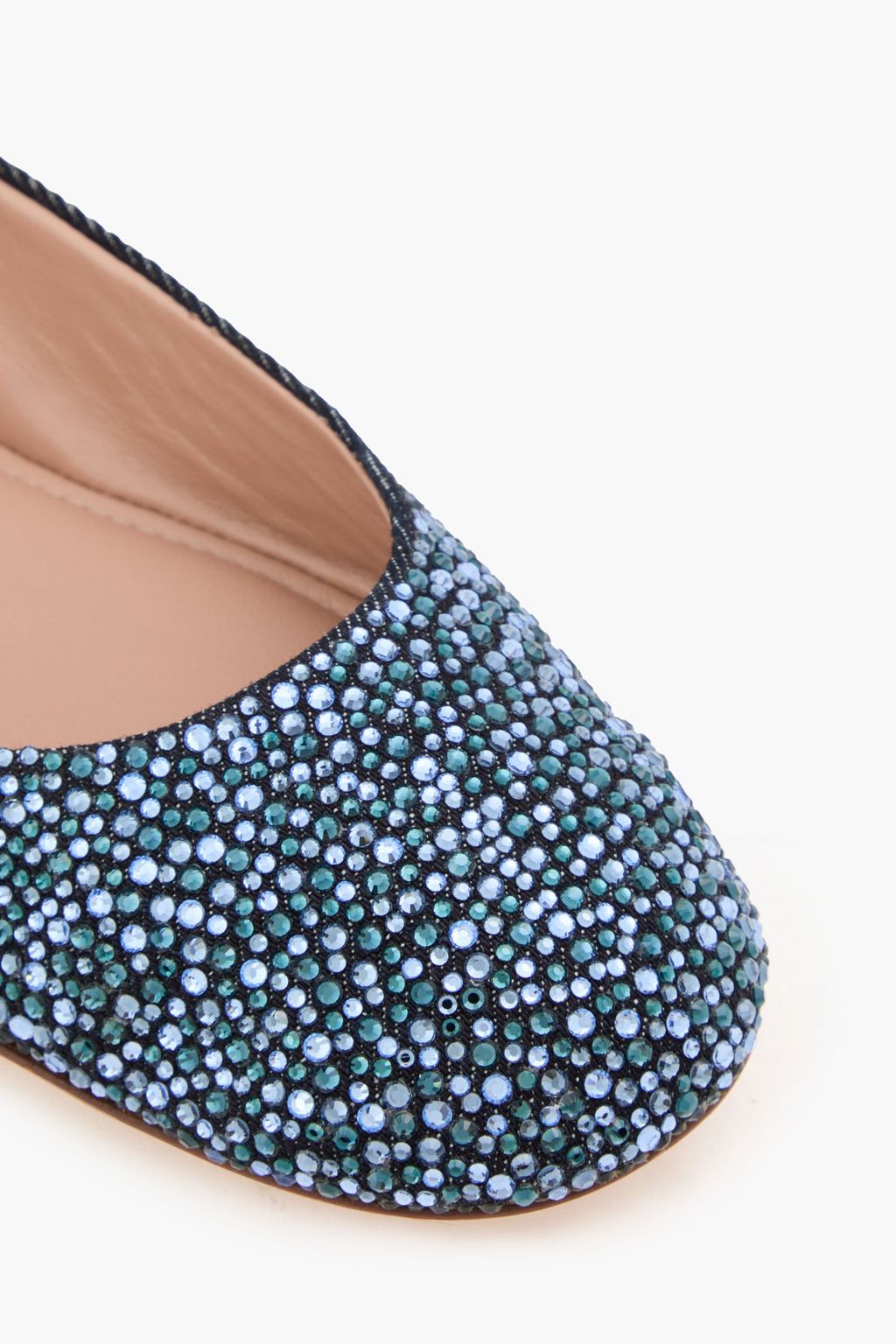 VALENTINO GARAVANI Tan-Go crystal-embellished denim ballet flats