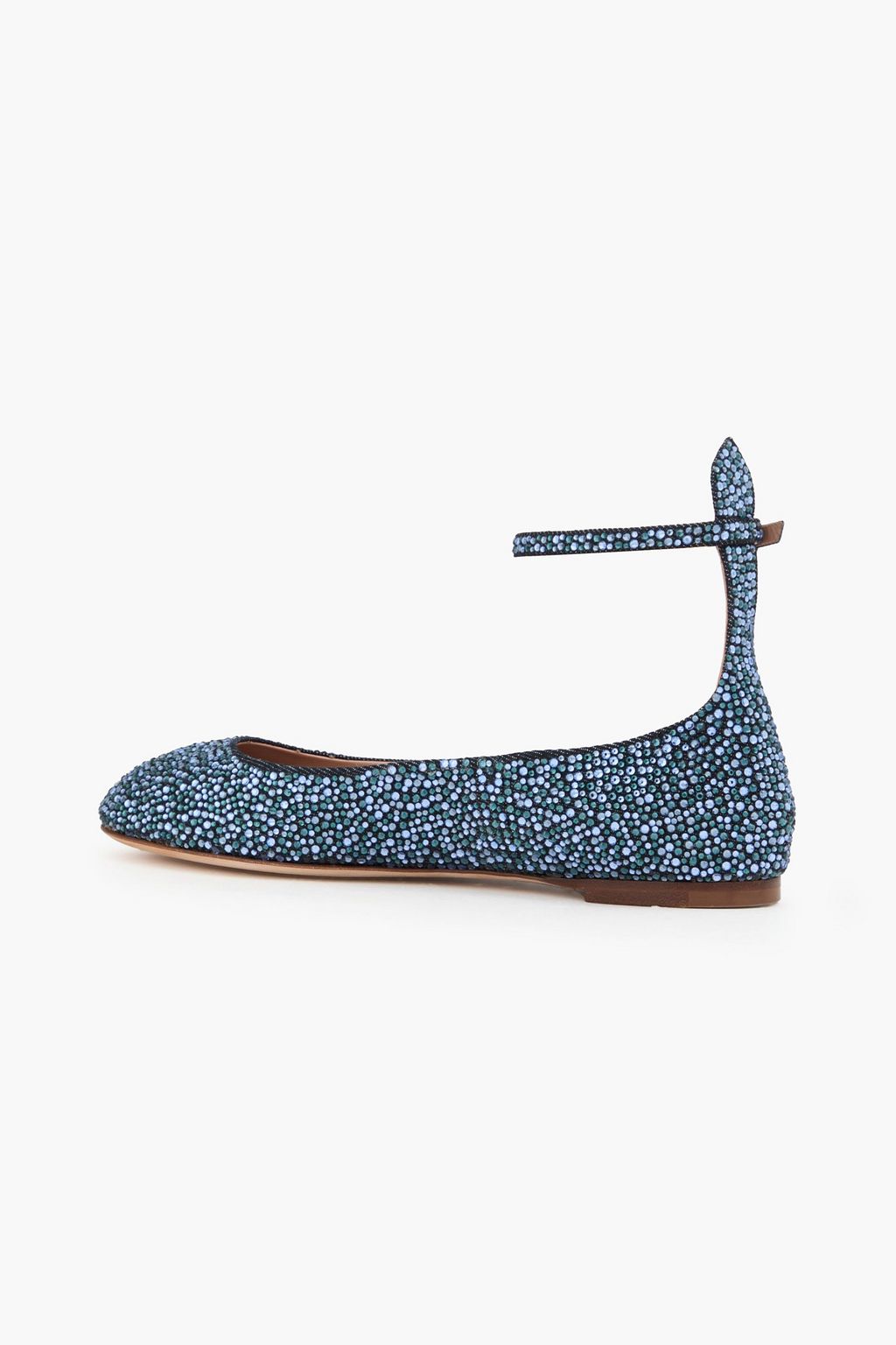 VALENTINO GARAVANI Tan-Go crystal-embellished denim ballet flats