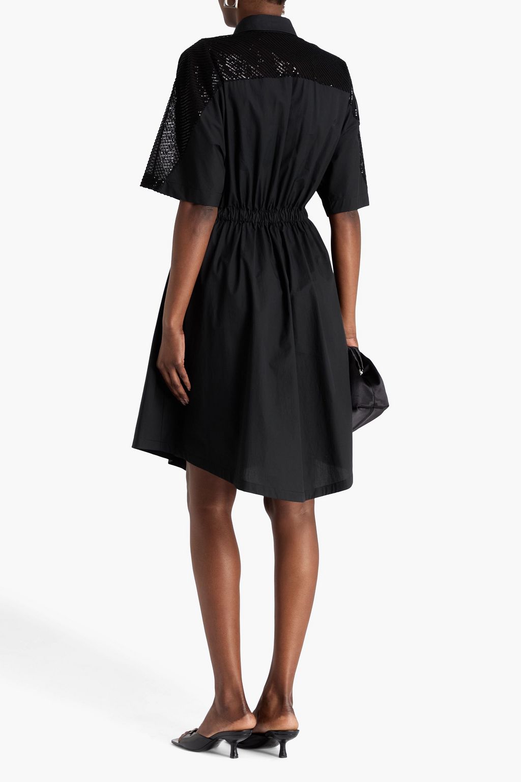 BRUNELLO CUCINELLI Hemdkleid aus Baumwollpopeline und Seidenorganza mit Pailletten