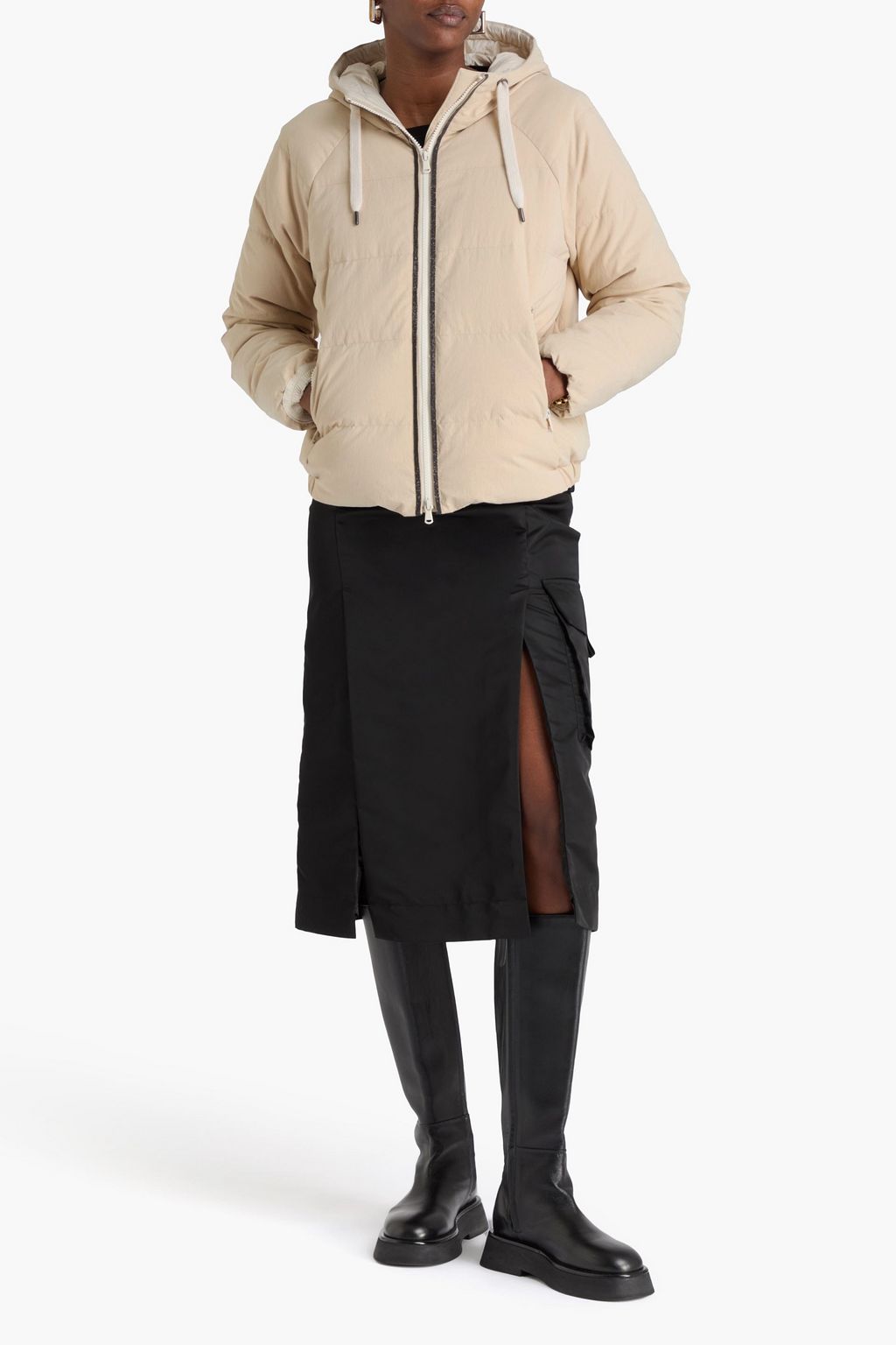 BRUNELLO CUCINELLI シェル ダウンジャケット ビーズ付き キルティング