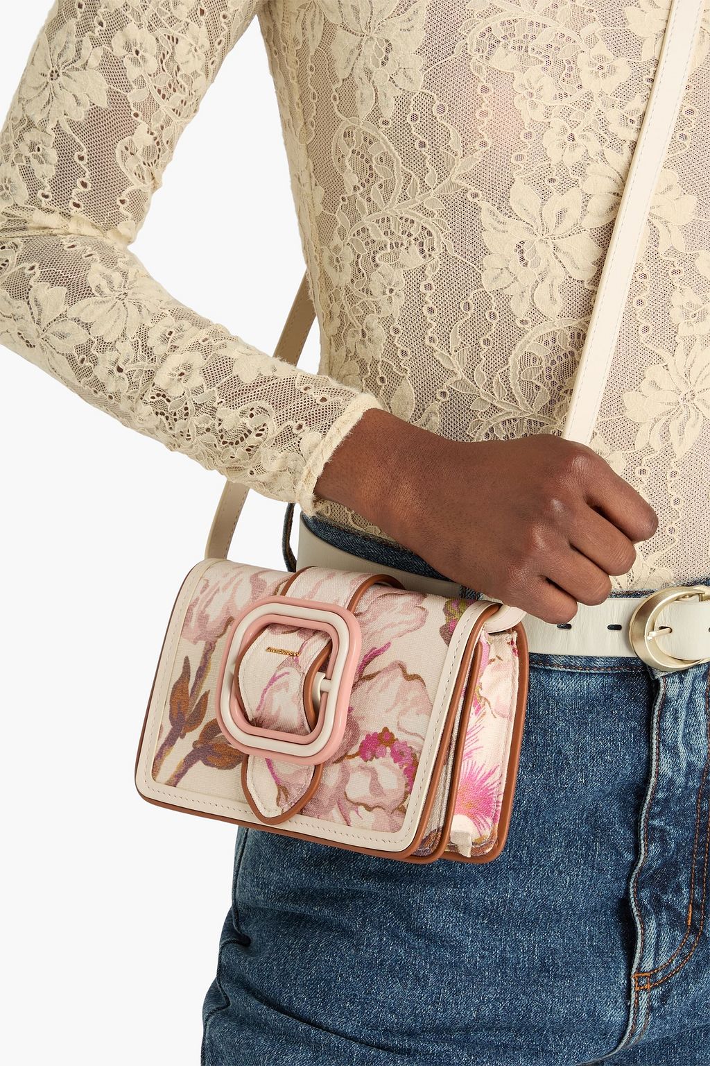 ZIMMERMANN Crossbody Bag aus Leinen-Canvas mit floralem Print
