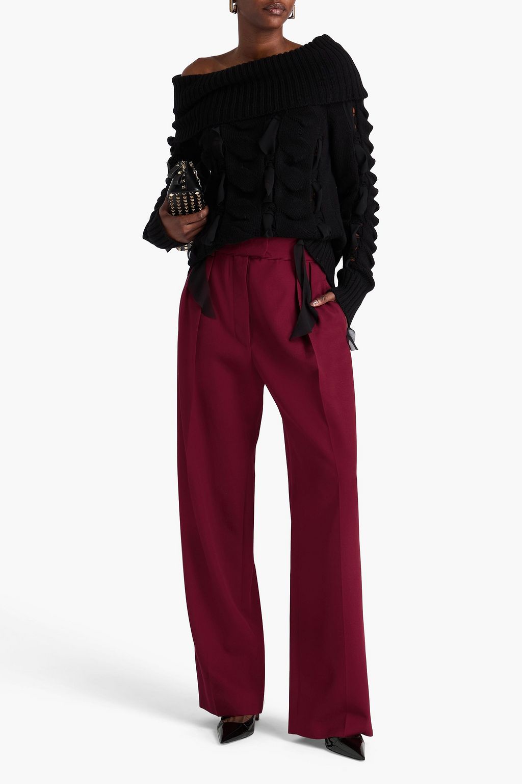 VALENTINO GARAVANI Pleated wool-twill wide-leg pants