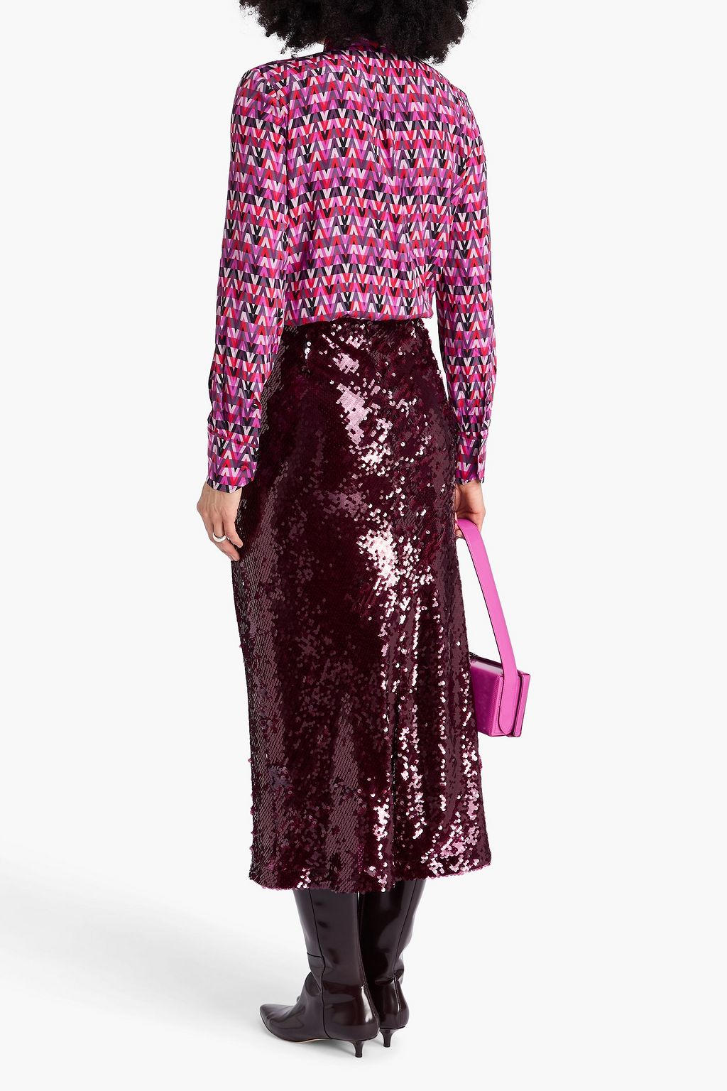 VALENTINO GARAVANI シルククレープデシン ブラウス プリント入り