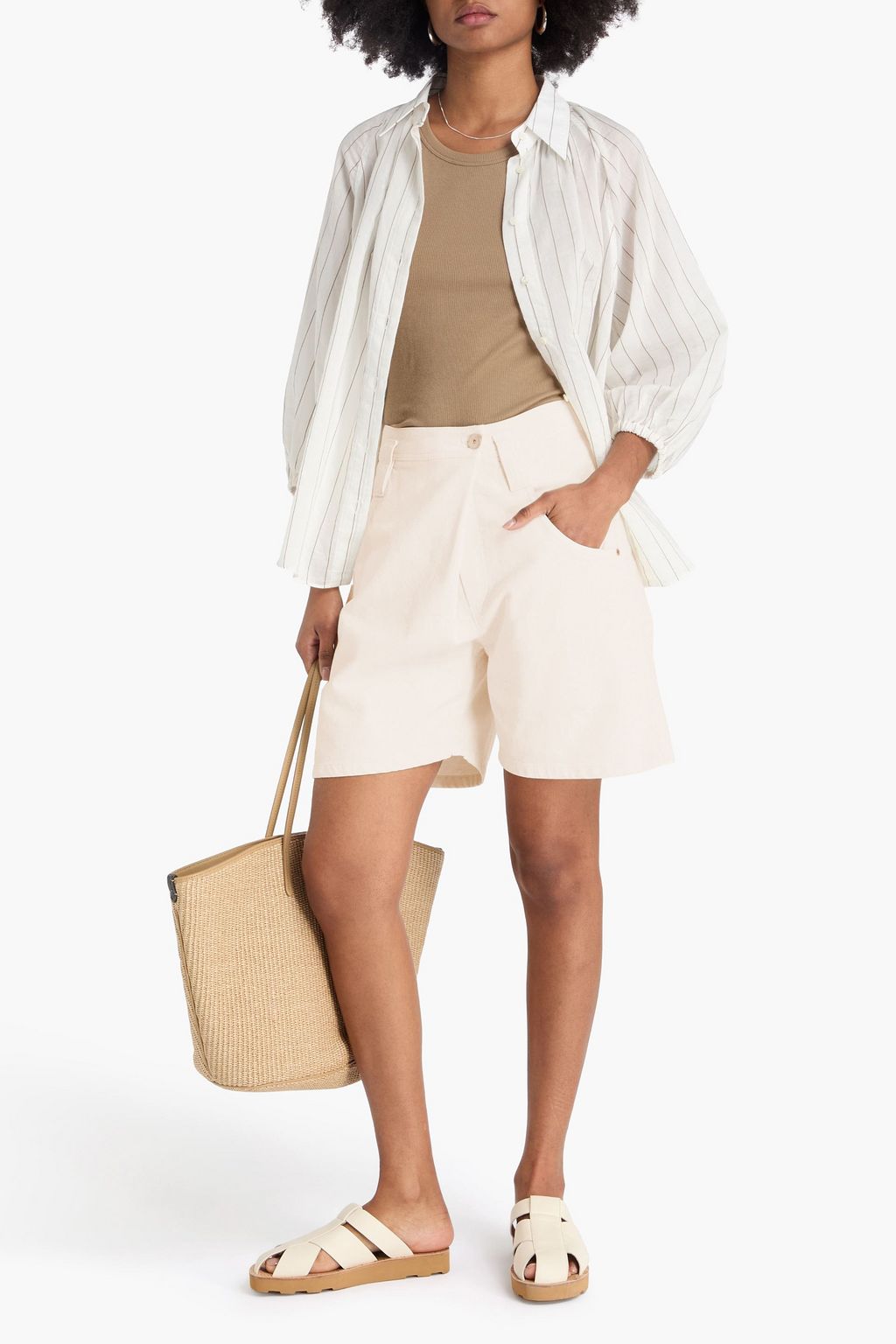 BRUNELLO CUCINELLI Bead-embellished denim shorts
