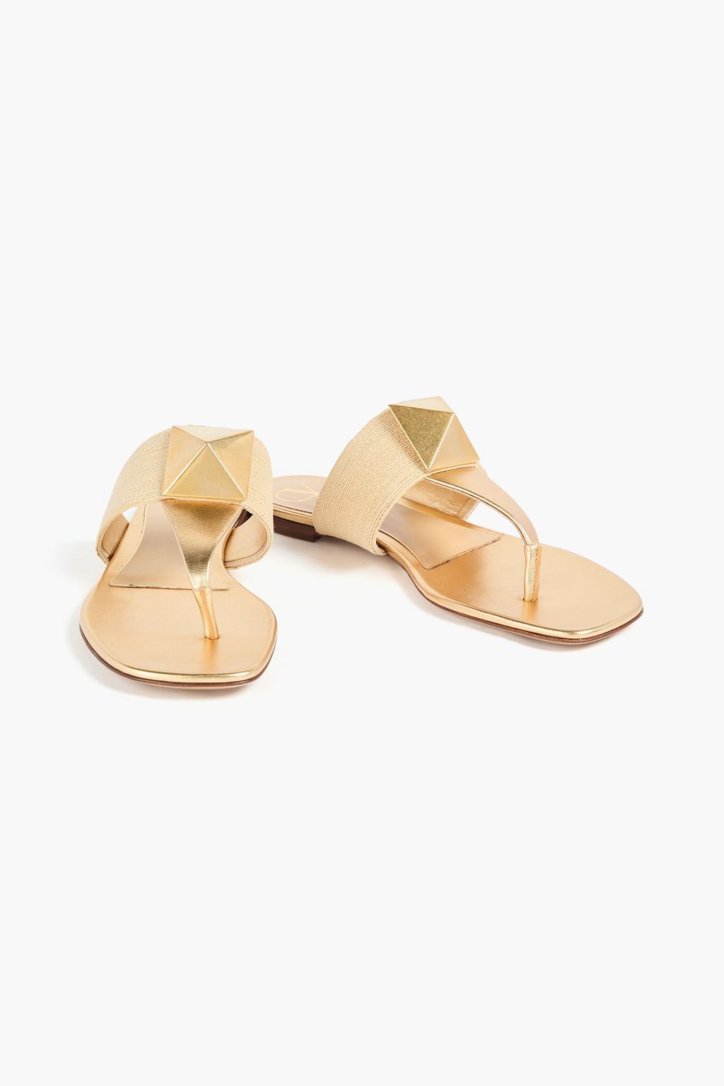 VALENTINO GARAVANI One Stud metallic leather and rope sandals