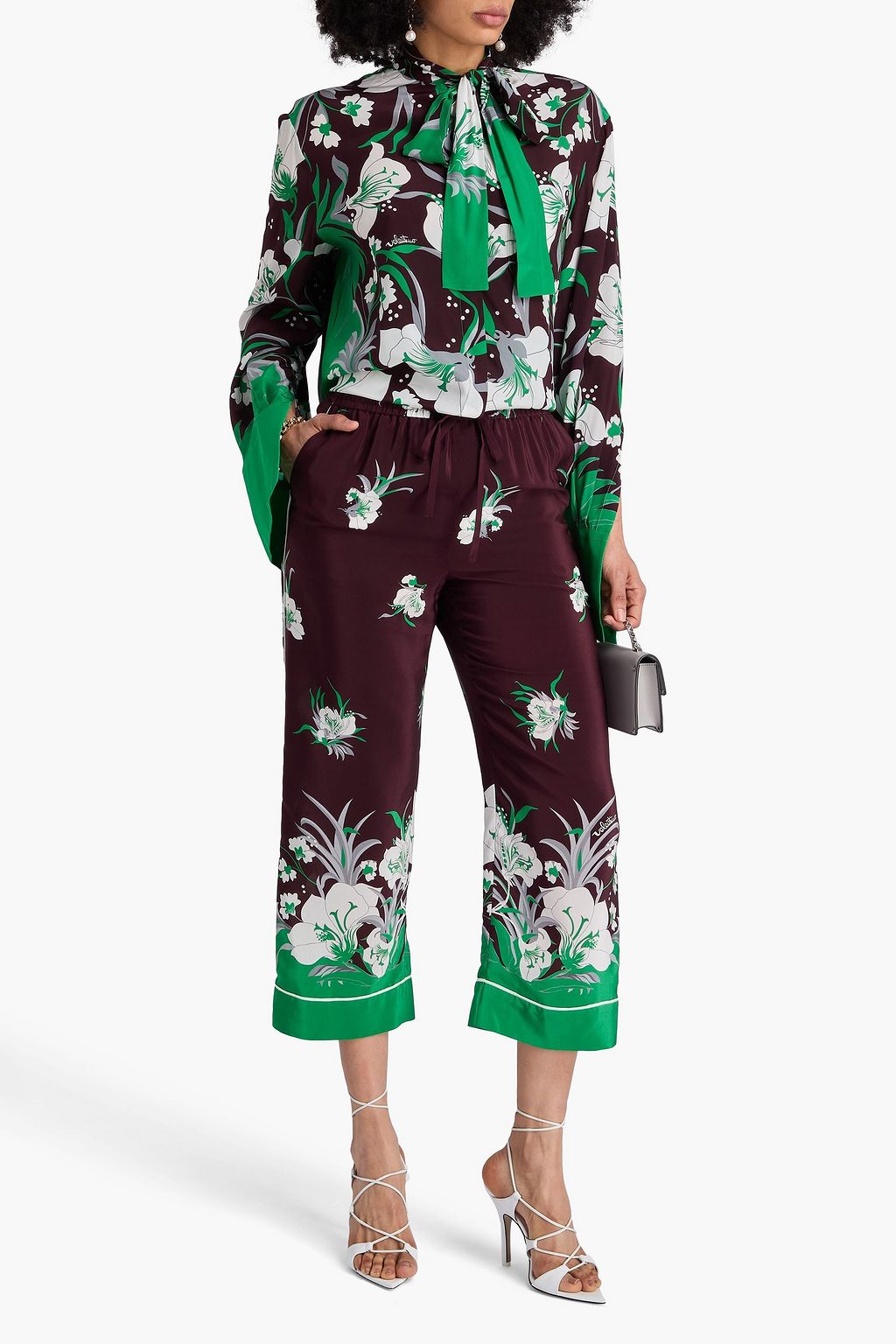VALENTINO GARAVANI Floral-print silk crepe de chine straight-leg pants