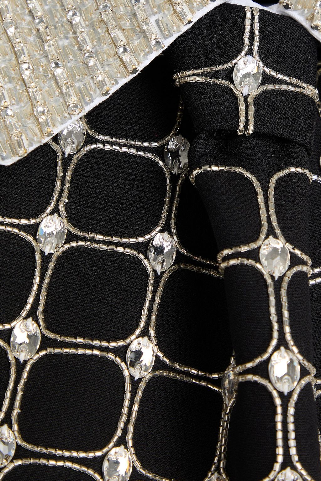 VALENTINO GARAVANI Crystal-embellished wool and silk-blend crepe mini shirt dress