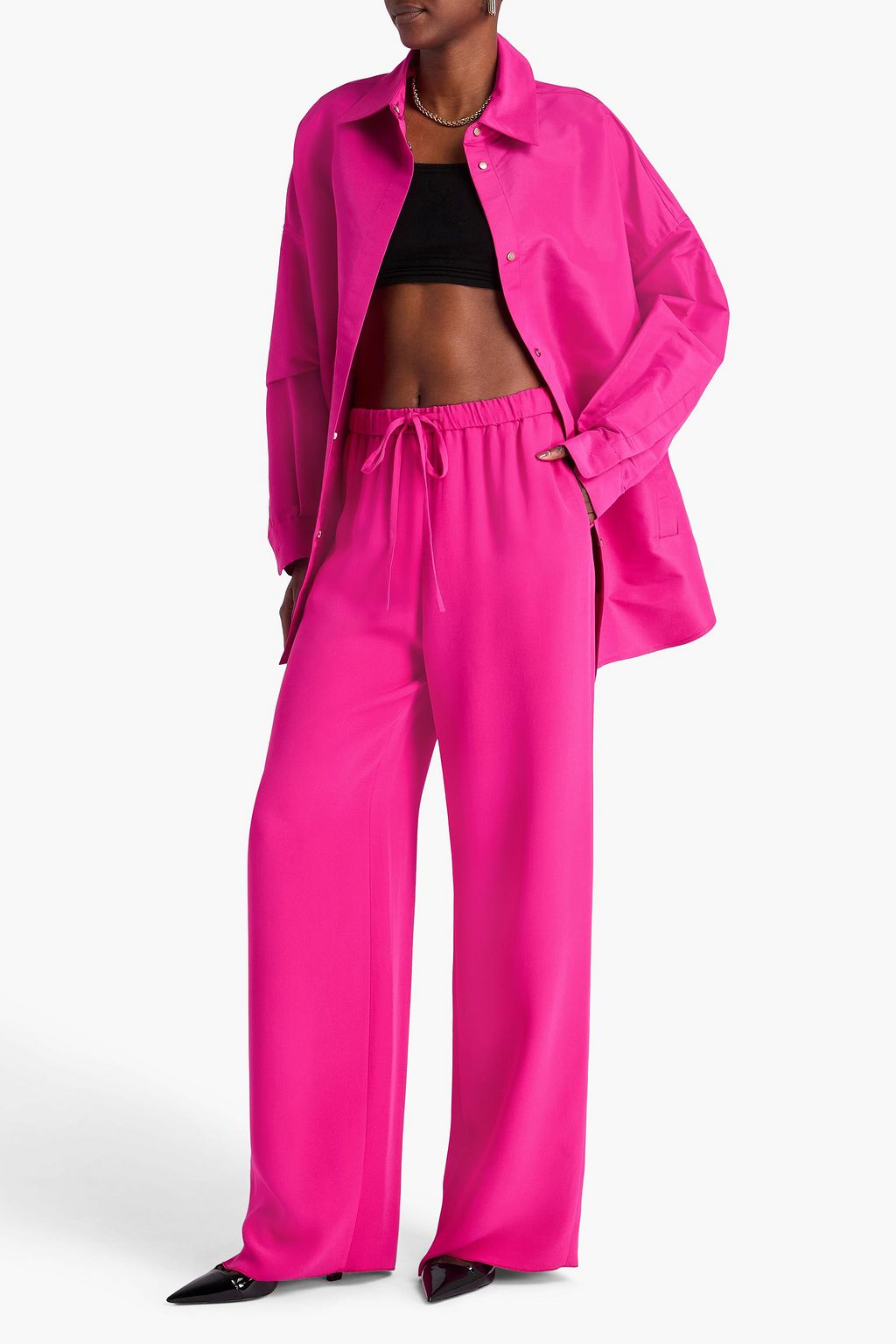 VALENTINO GARAVANI Silk-crepe wide-leg pants