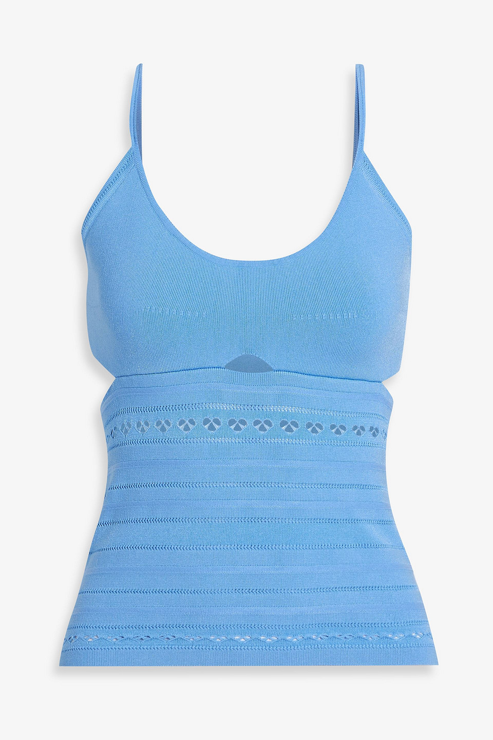 Victoria Beckham Cutout Pointelle-knit Top In Blue