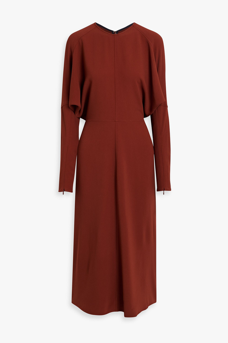 Victoria Beckham Crepe Midi Dress In Brown