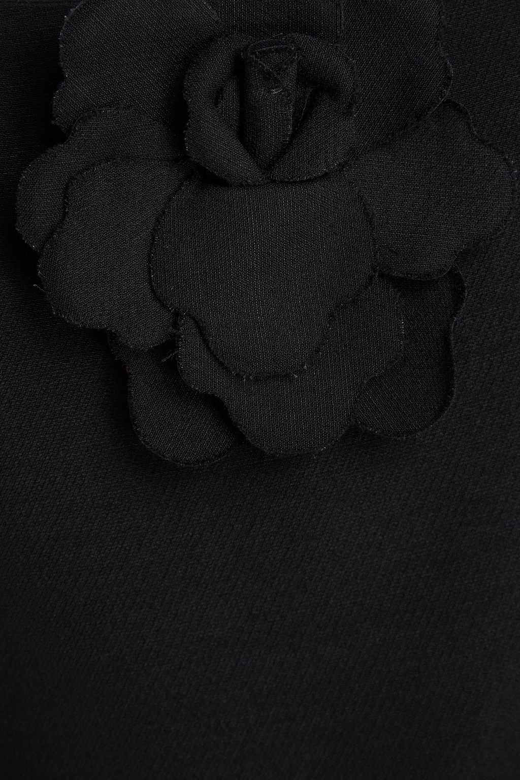 VALENTINO GARAVANI Floral-appliquéd wool and silk-blend crepe mini dress