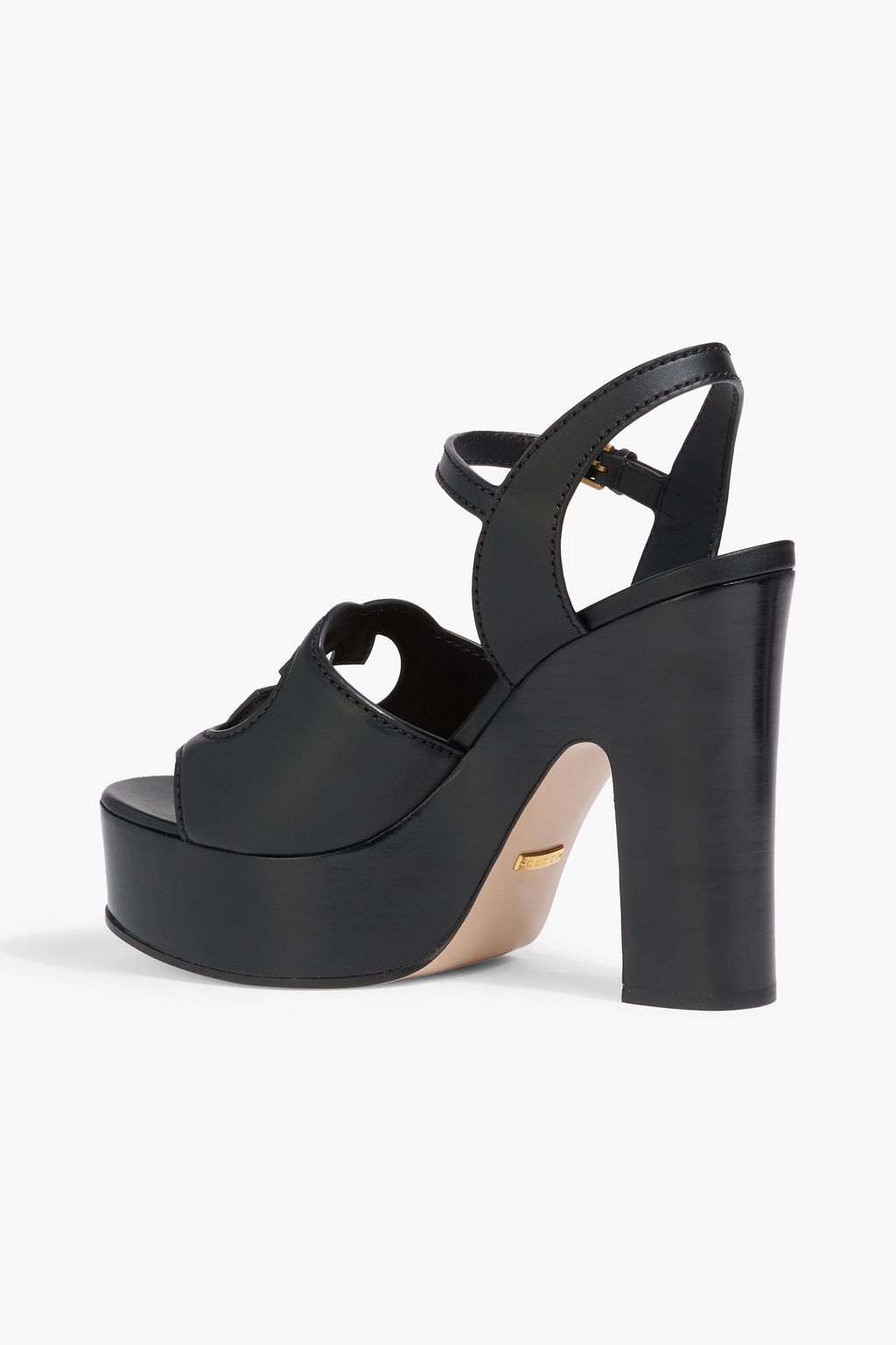 GUCCI Laser-cut leather platform sandals