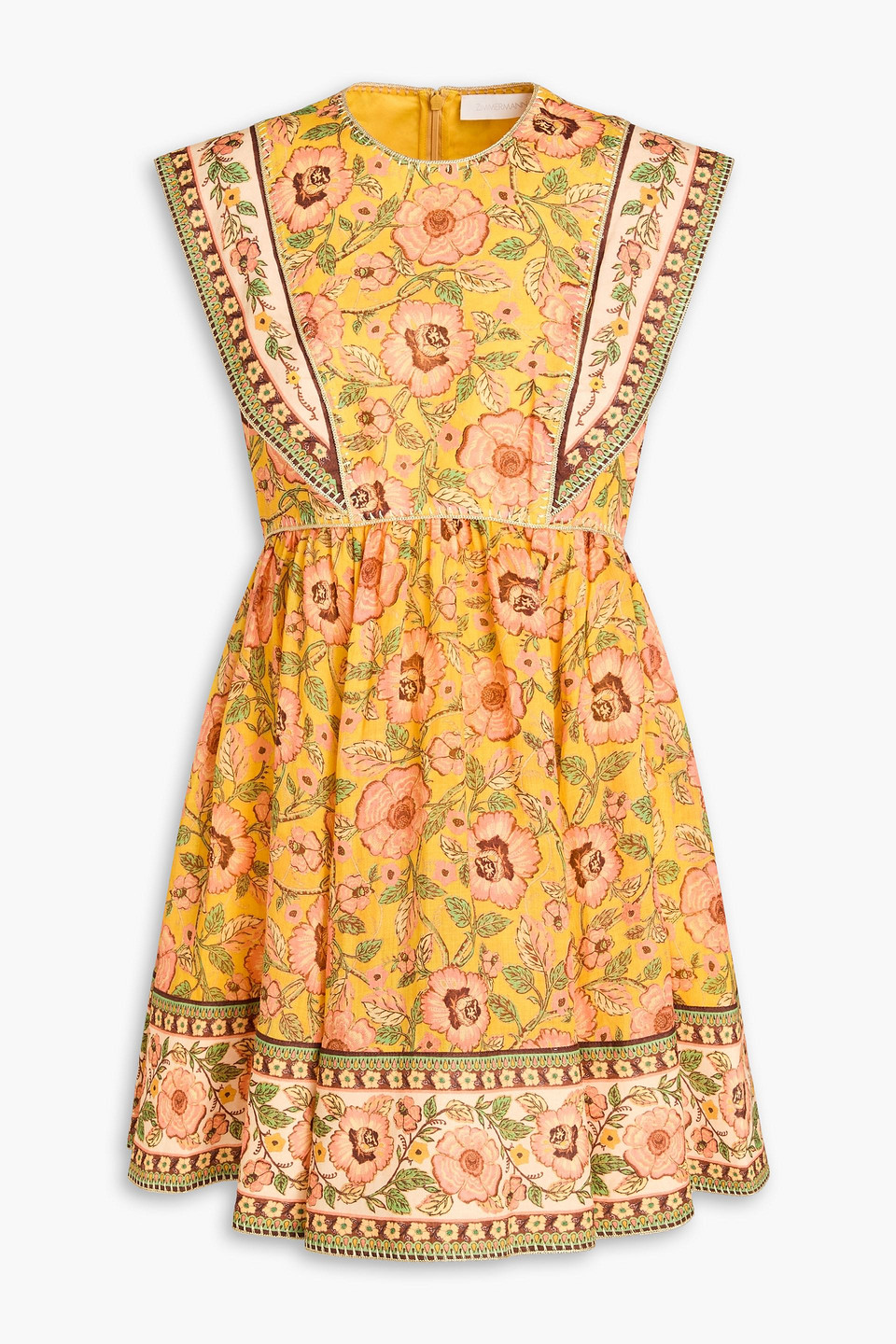 Zimmermann Floral-print Ramie Mini Dress In Multi