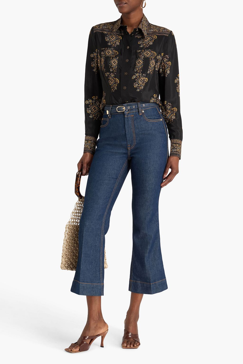 ZIMMERMANN Belted high-rise kick-flare jeans